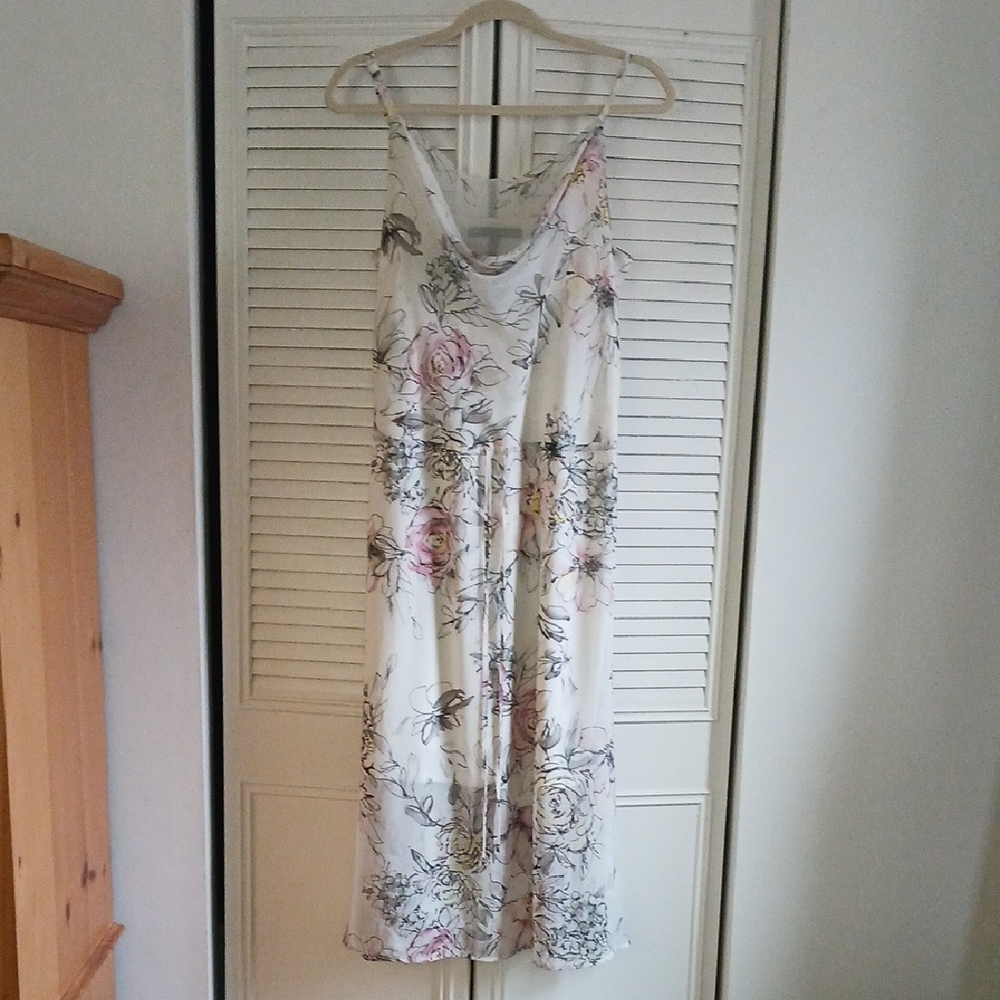 White House Black Market Floral Midi Dress - Pink and Black